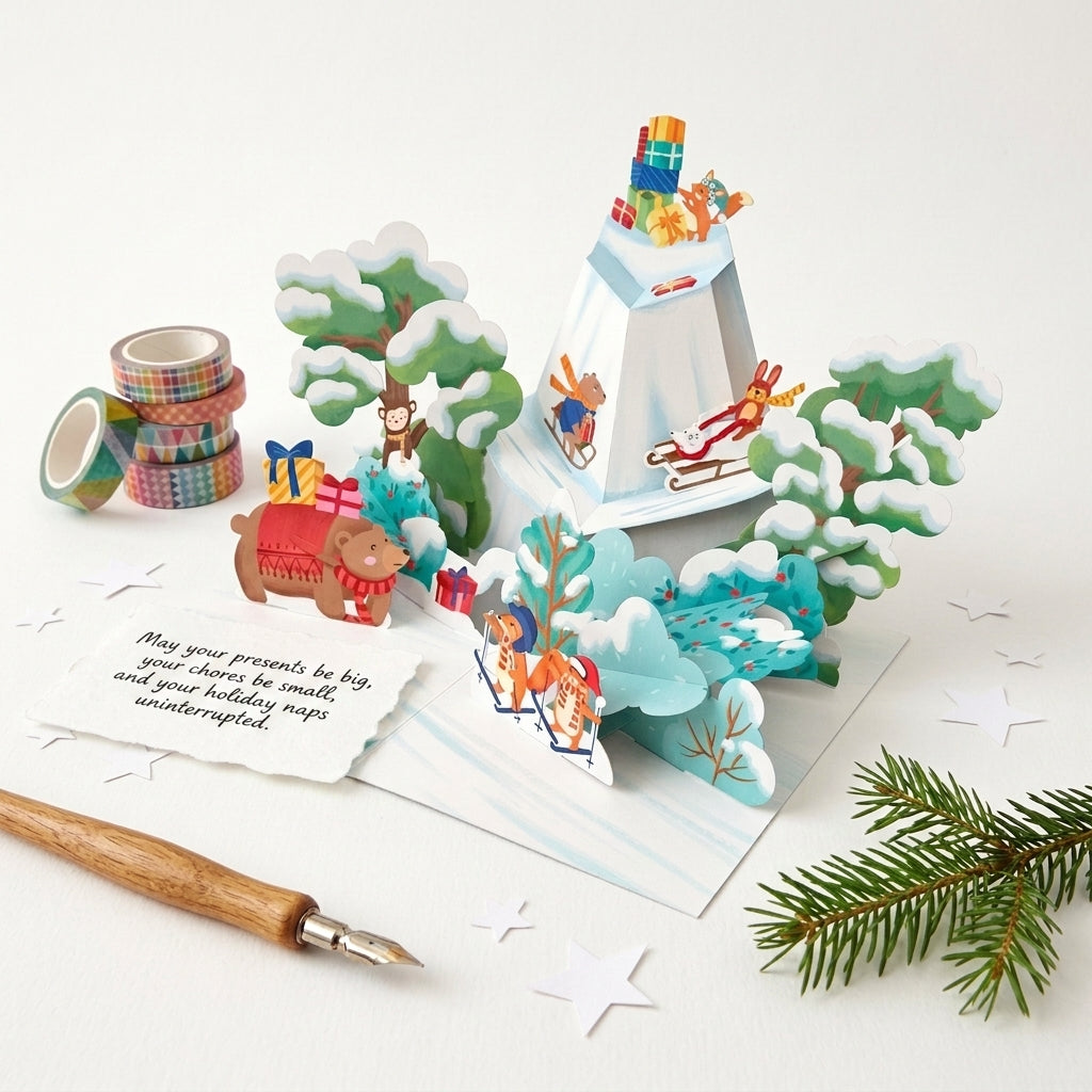 Let's Ski in Christmas 3D Pop Up Card
