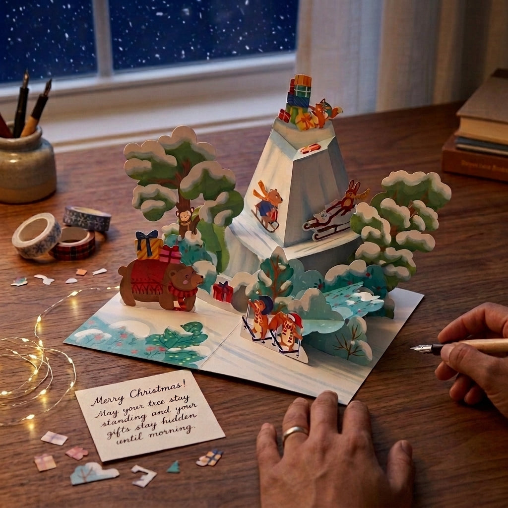 Let's Ski in Christmas 3D Pop Up Card
