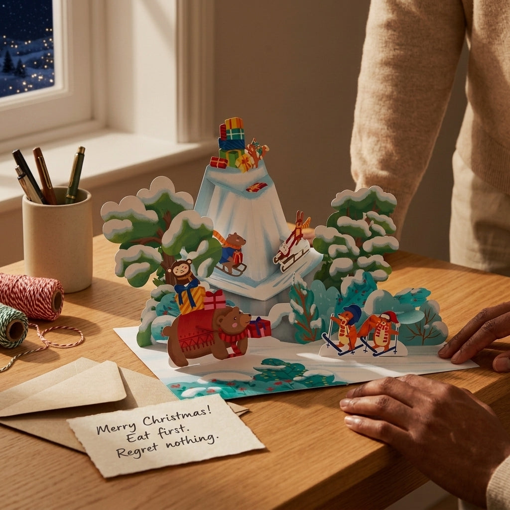 Let's Ski in Christmas 3D Pop Up Card