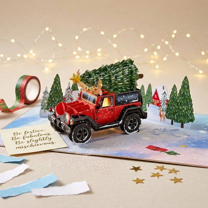 Christmas Tree on Truck 3D Pop Up Card