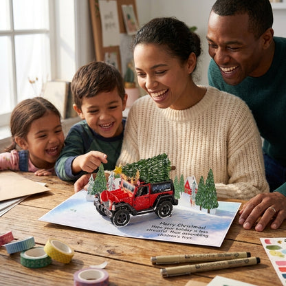 Christmas Tree on Truck 3D Pop Up Card