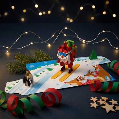 Ski With Santa 3D Pop Up Card