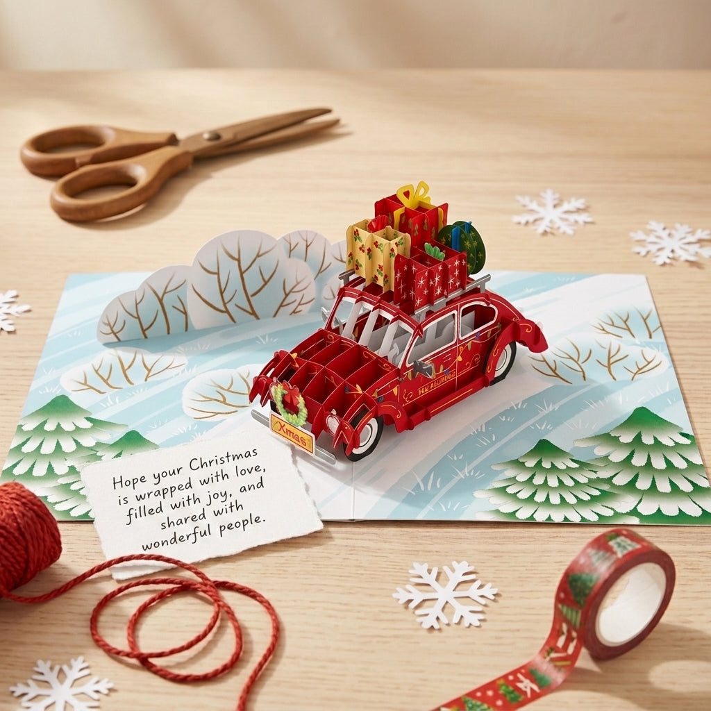 Christmas Gift Car 3D Pop Up Card