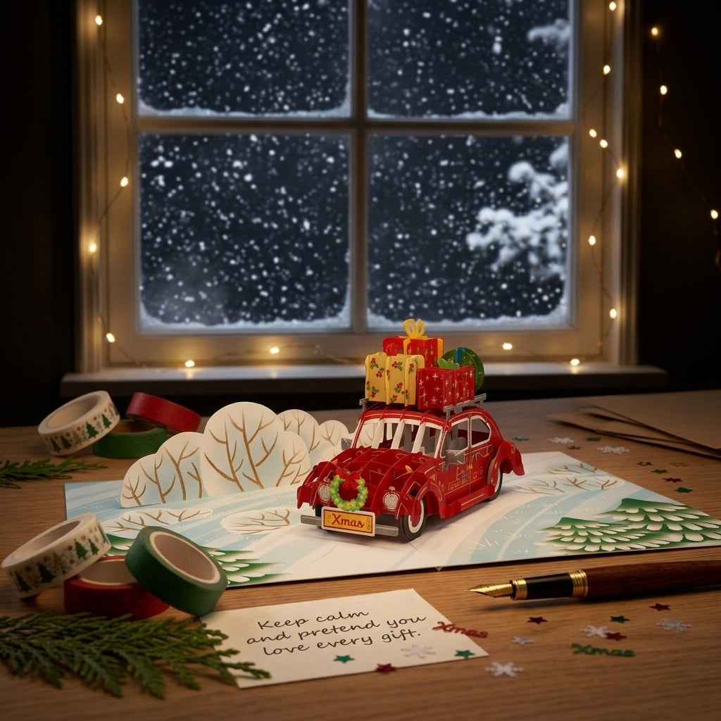Christmas Gift Car 3D Pop Up Card