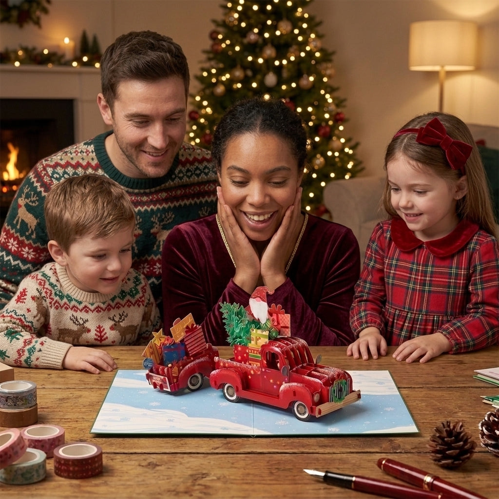 Santa in Christmas Car 3D Pop Up Card