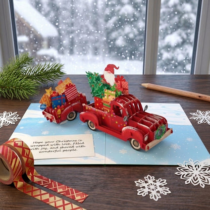 Santa in Christmas Car 3D Pop Up Card