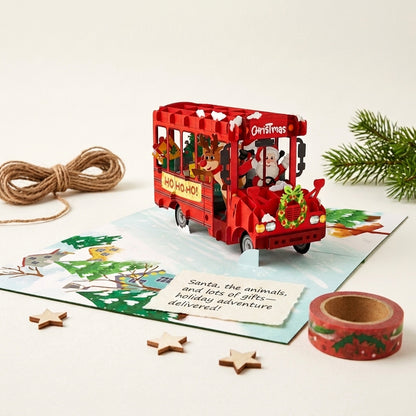 Santa Bus in Christmas 3D Pop Up Card