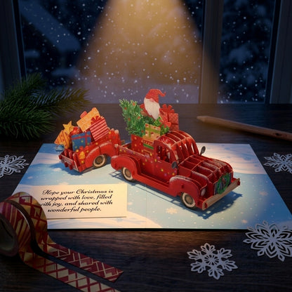 Santa in Christmas Car 3D Pop Up Card