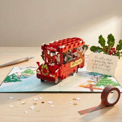 Santa Bus in Christmas 3D Pop Up Card