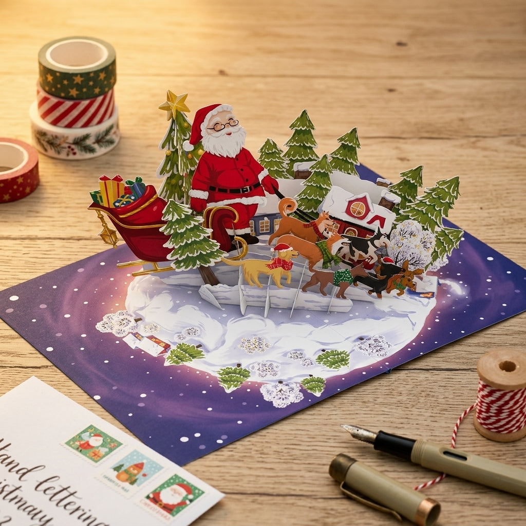 Santa Walk In Christmas 3D Pop Up Card