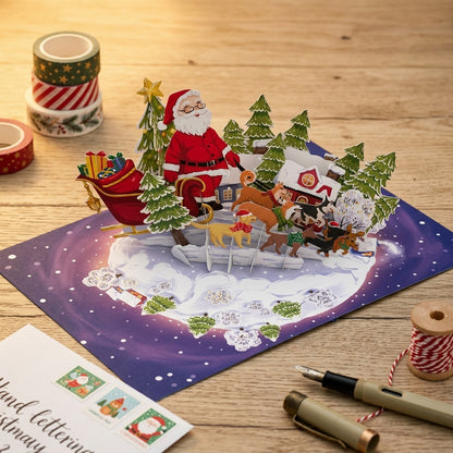 Santa Walk In Christmas 3D Pop Up Card