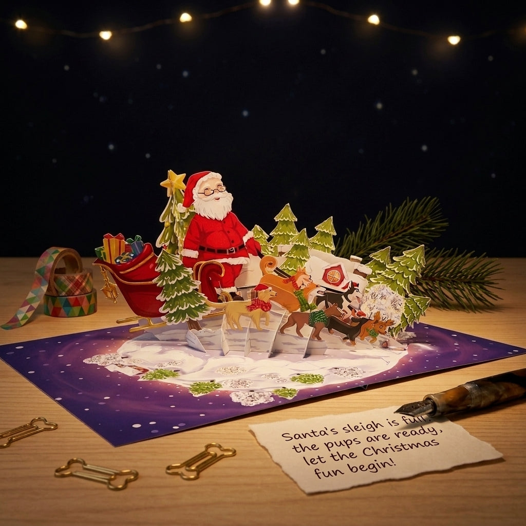 Santa Walk In Christmas 3D Pop Up Card