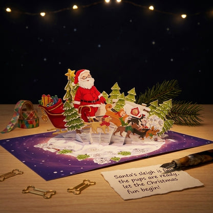 Santa Walk In Christmas 3D Pop Up Card