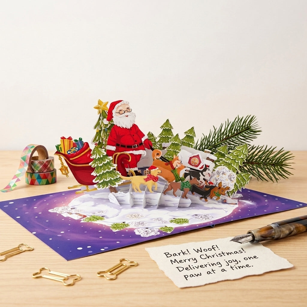 Santa Walk In Christmas 3D Pop Up Card