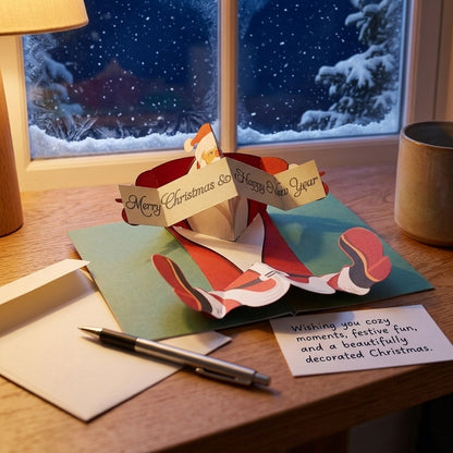 Santa Claus Lying on Floor 3D Pop Up Greeting Card