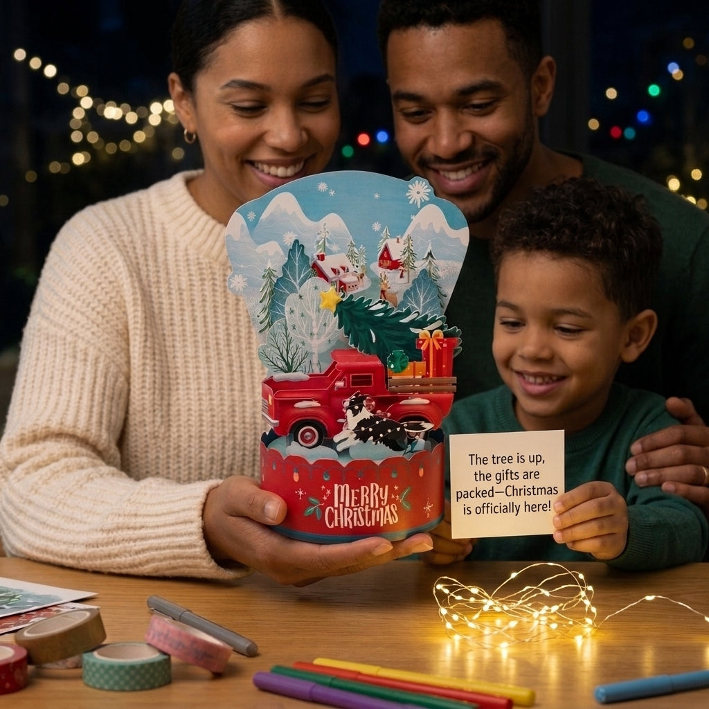 Merry Christmas Truck with Puppy 3D Pop Up Greeting Card