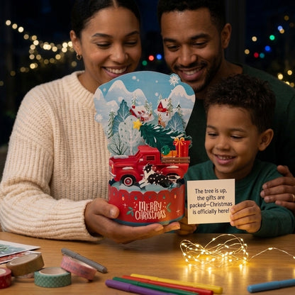Merry Christmas Truck with Puppy 3D Pop Up Greeting Card