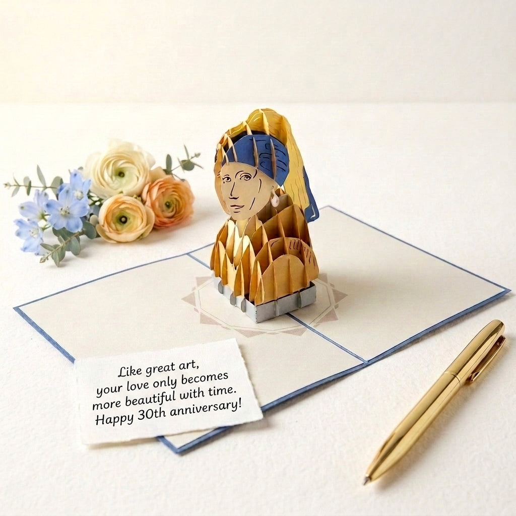 Girl with a Pearl Earring 3D Pop Up Greeting Card