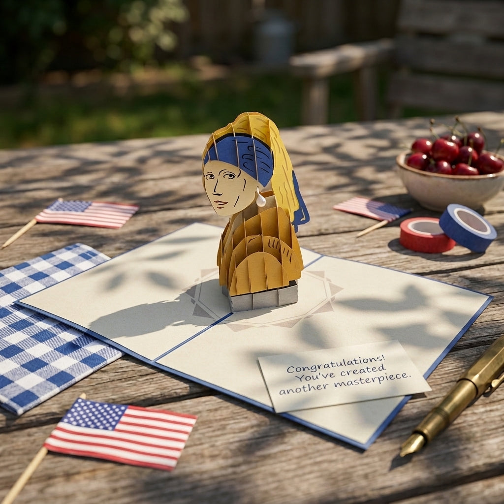 Girl with a Pearl Earring 3D Pop Up Greeting Card