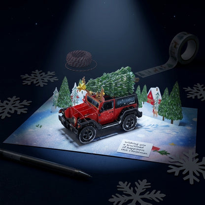 Christmas Tree on Truck 3D Pop Up Card
