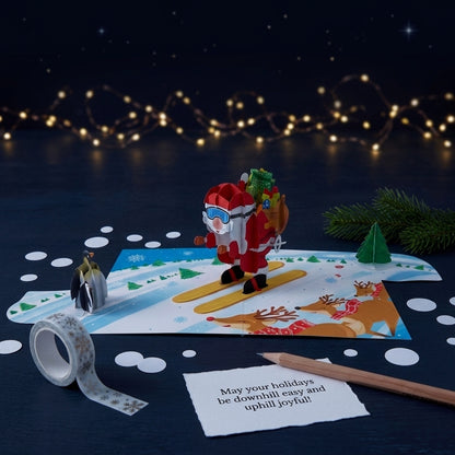 Ski With Santa 3D Pop Up Card