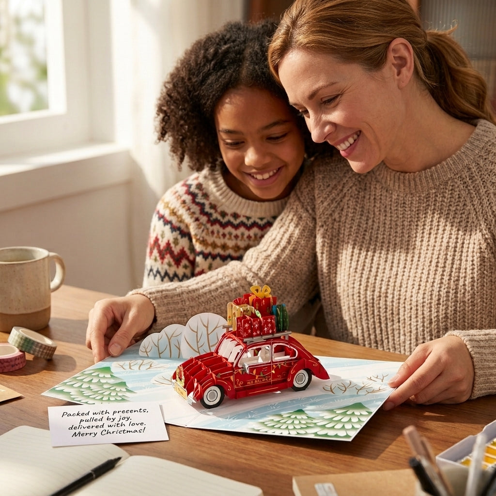Christmas Gift Car 3D Pop Up Card