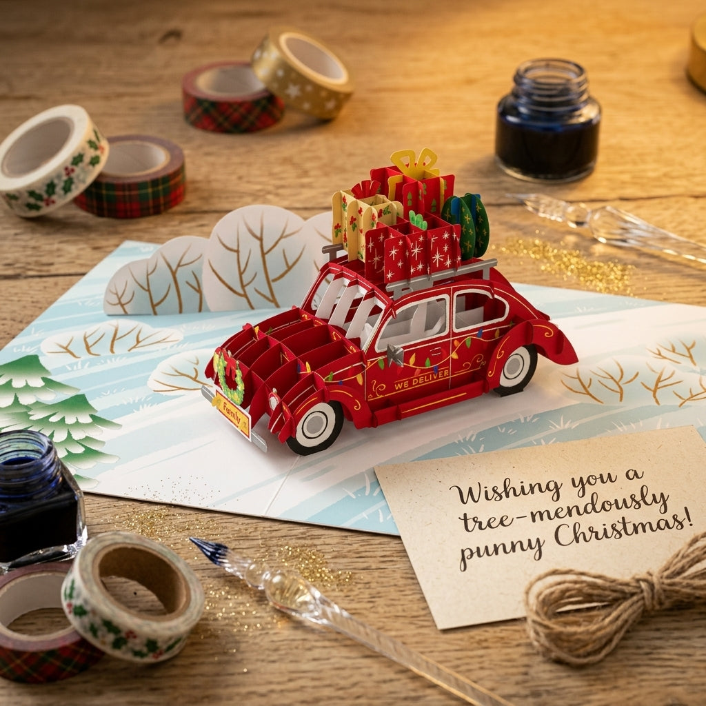 Christmas Gift Car 3D Pop Up Card