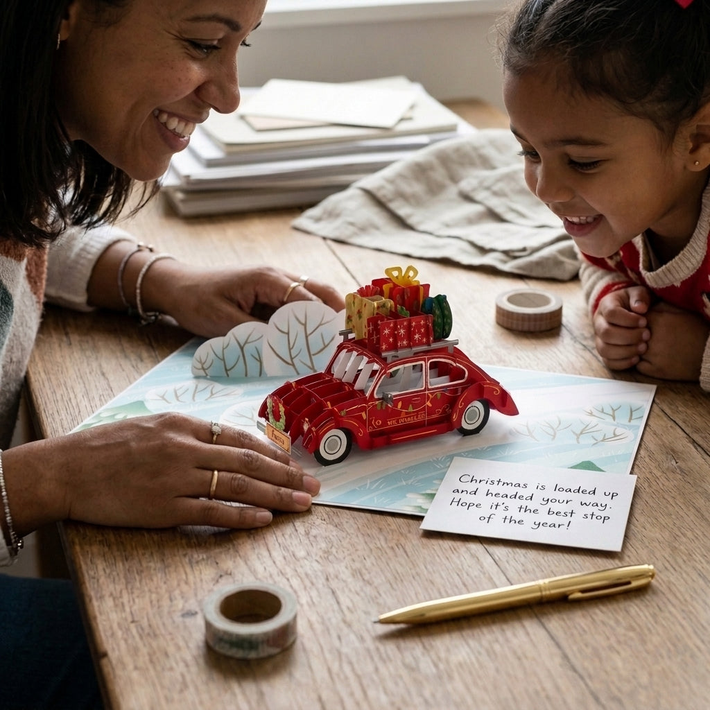 Christmas Gift Car 3D Pop Up Card