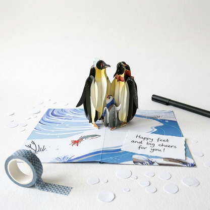 Penguin Family in Love 3D Pop Up Greeting Card