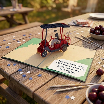 Golf Cart 3D Pop Up Greeting Card