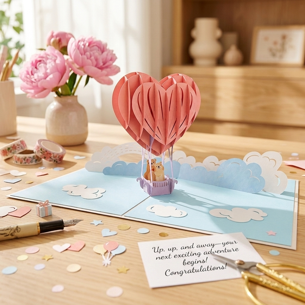 Love Air Balloon 3D Pop Up Greeting Card