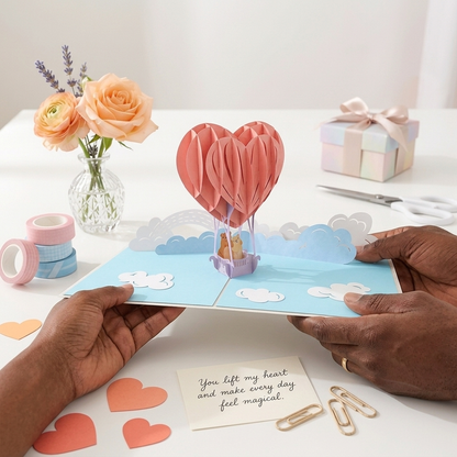 Love Air Balloon 3D Pop Up Greeting Card