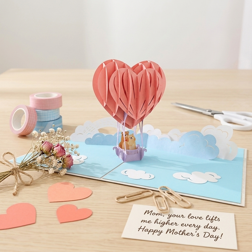 Love Air Balloon 3D Pop Up Greeting Card