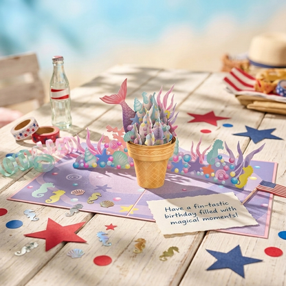 Mermaid Icecream 3D Pop Up Greeting Card