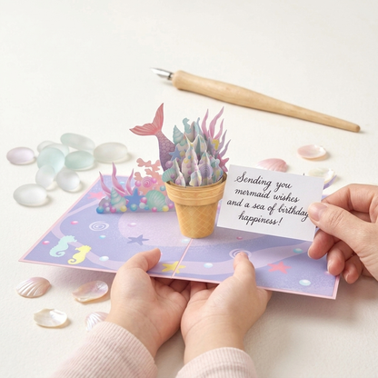 Mermaid Icecream 3D Pop Up Greeting Card