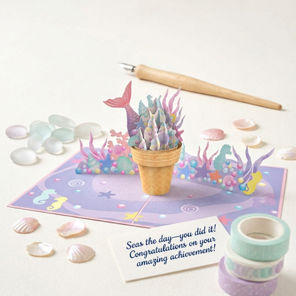 Mermaid Icecream 3D Pop Up Greeting Card