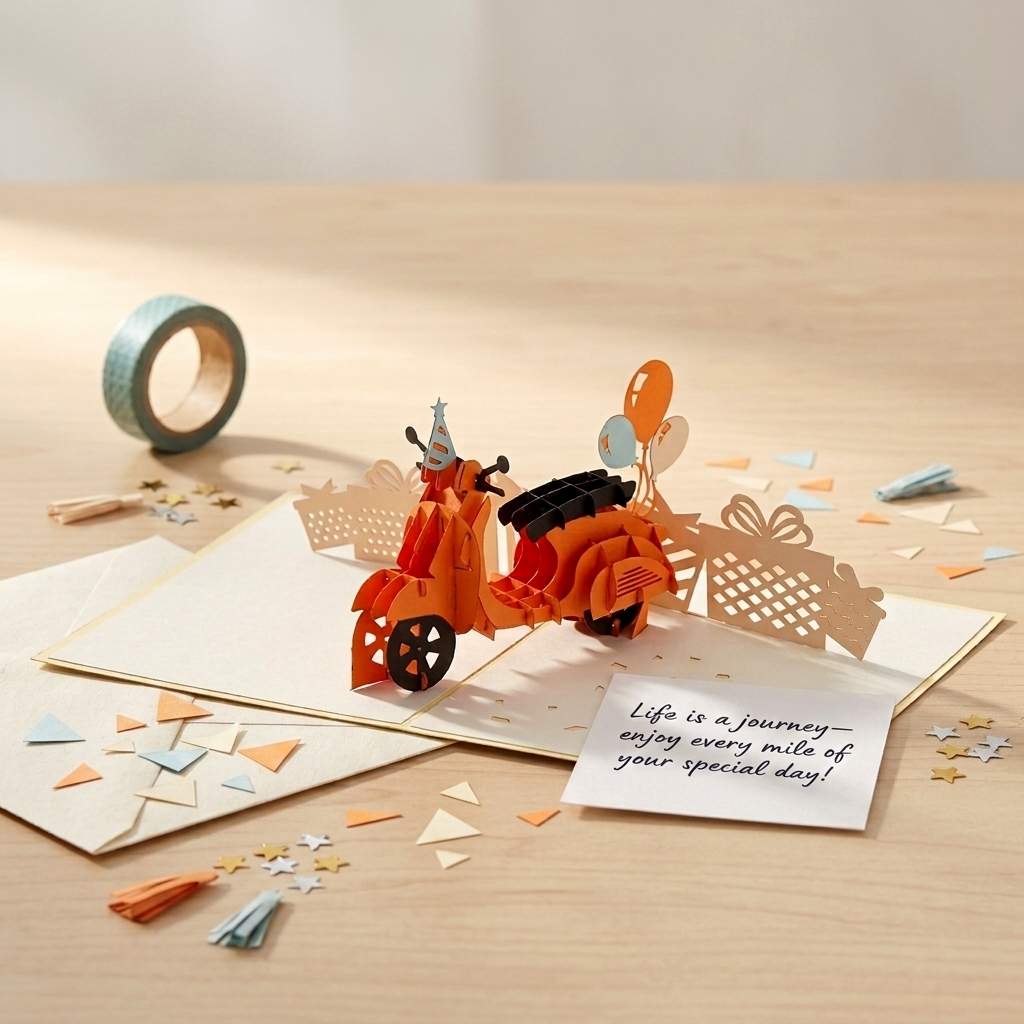 Vespa Adventure 3D Pop Up Greeting Card