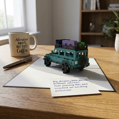 Blue Jeep 3D Pop Up Greeting Card