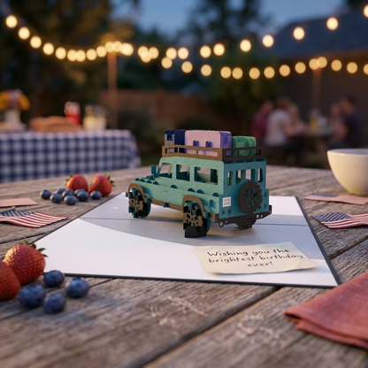 Blue Jeep 3D Pop Up Greeting Card