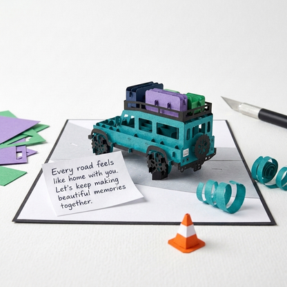 Blue Jeep 3D Pop Up Greeting Card