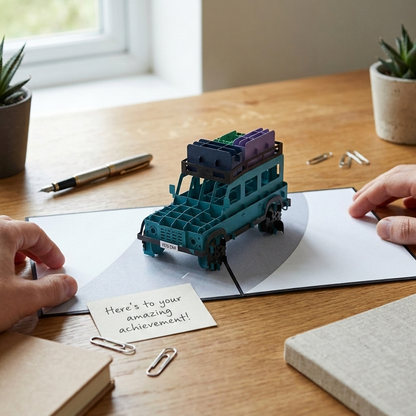 Blue Jeep 3D Pop Up Greeting Card