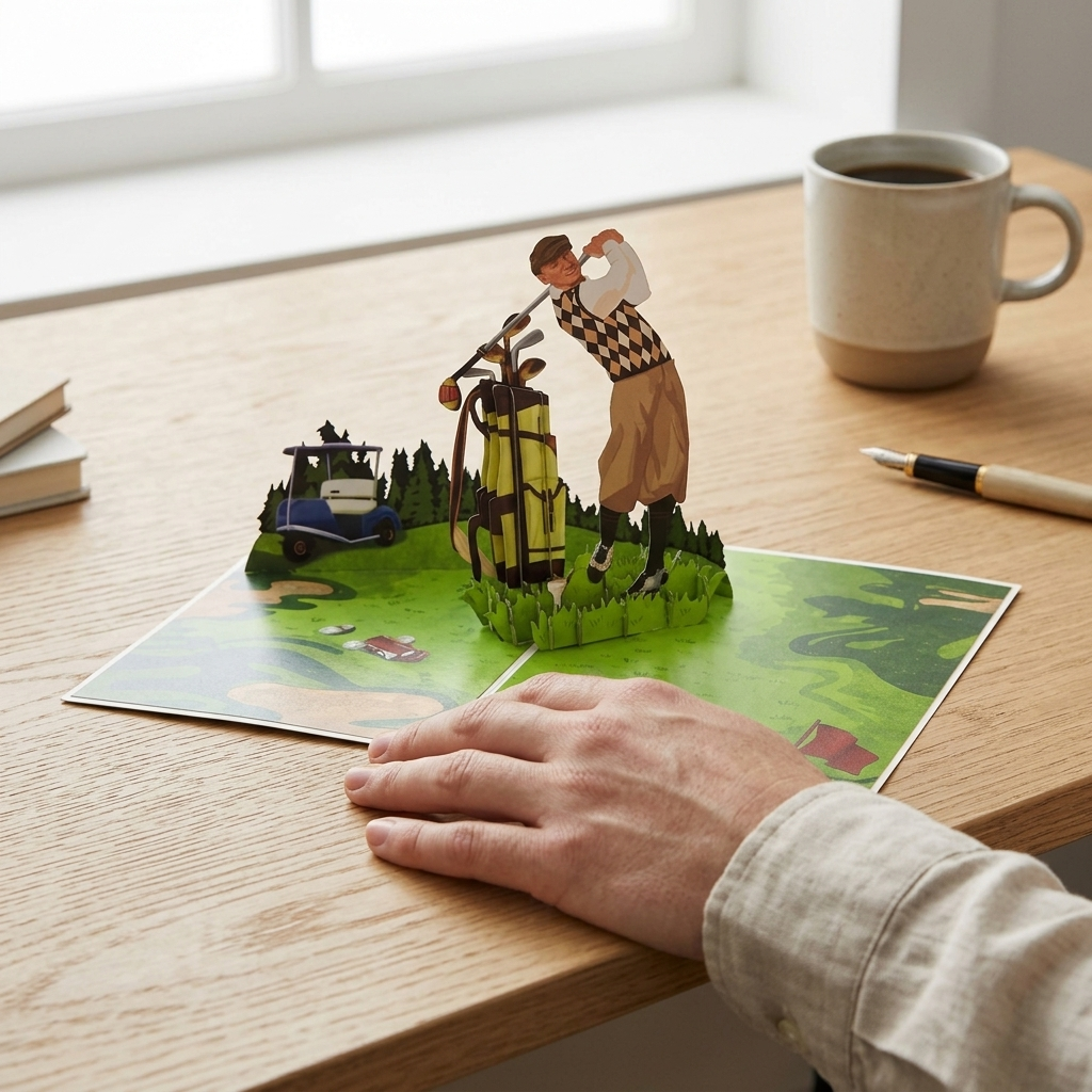 Golfing Adventure 3D Pop Up Greeting Card