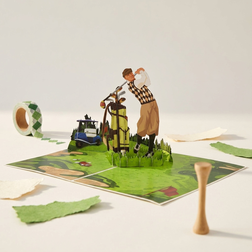 Golfing Adventure 3D Pop Up Greeting Card