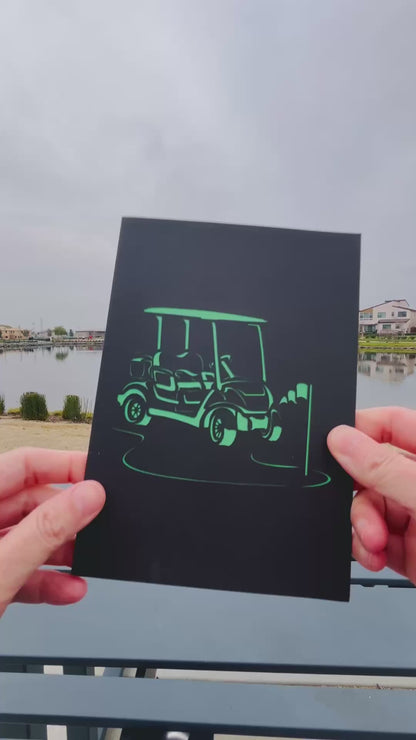 Golf Cart 3D Pop Up Greeting Card