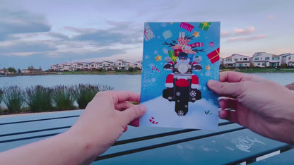 Santa Claus Riding Motorcycle 3D Pop Up Greeting Card