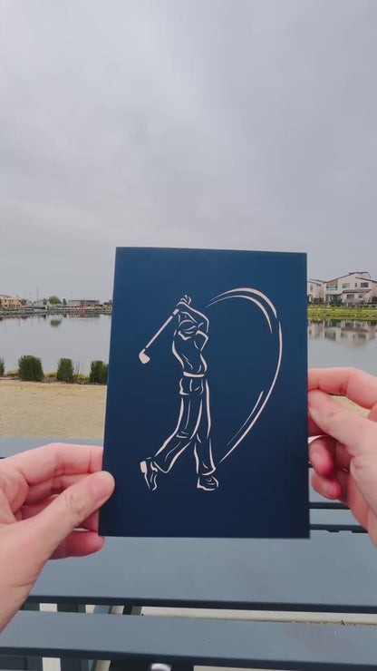 Golf Player 3D Pop Up Greeting Card