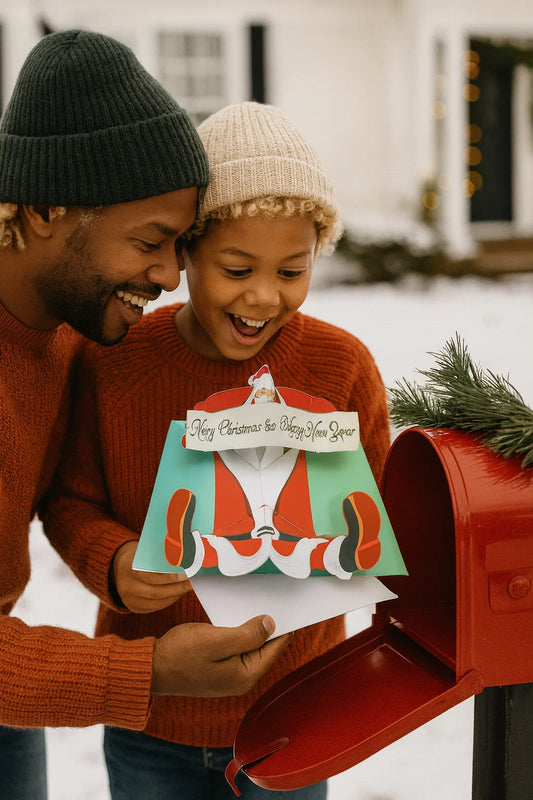 Santa Claus Lying on Floor 3D Pop Up Greeting Card