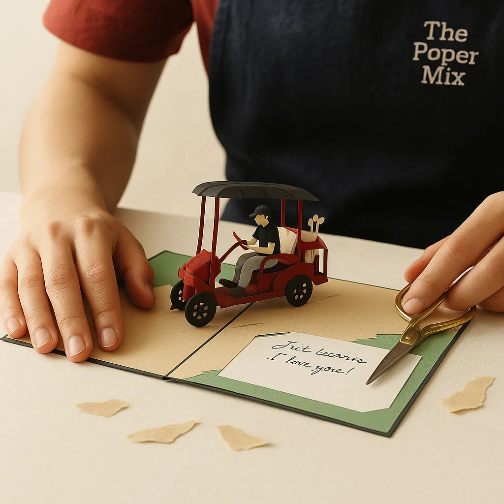 Golf Cart 3D Pop Up Greeting Card