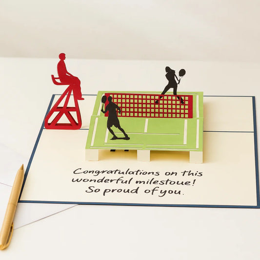 Tennis Players 3D Pop Up Greeting Card