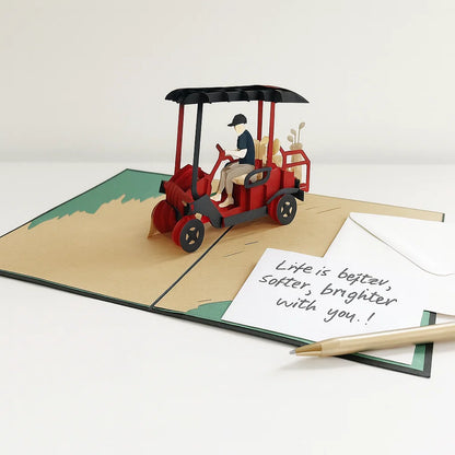 Golf Cart 3D Pop Up Greeting Card